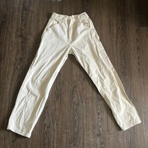Cream Straight Leg Cargo Pants